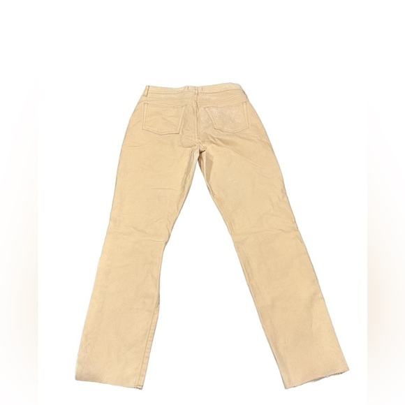 Free People We the Free Beige Velvet Style Jeans Raw Hem Size 32 - Picture 2 of 4